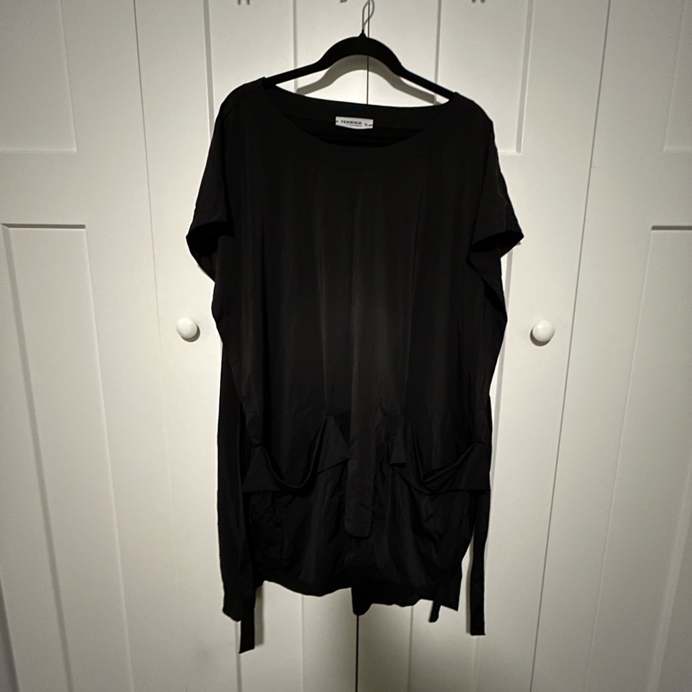 Tekbika by Alembika Side Tie Chic Black Women's Tunic Top Size XL